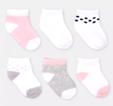 Carter&#39;s Just One You Baby Girls&#39; 6pk Basic Ankle Terry Socks - Pink/Gray 3-12M - $4.99