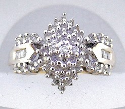 1 ct DIAMOND CLUSTER RING REAL SOLID 10 K GOLD 6.3 g SIZE 8 - £999.75 GBP