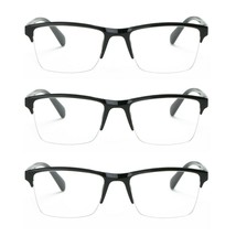 3 Packs Men Women Unisex Square Half Frame Reading Glasses Spring Hinge Readers - £7.86 GBP