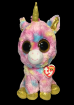 Ty Beanie Boos Fantasia Pink Colorful Unicorn 10&quot; Medium Plush Stuffed Animal - £14.15 GBP