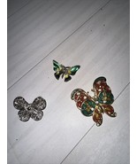 Vtg LOT 3 Vintage Butterfly Pin Brooches - £14.29 GBP