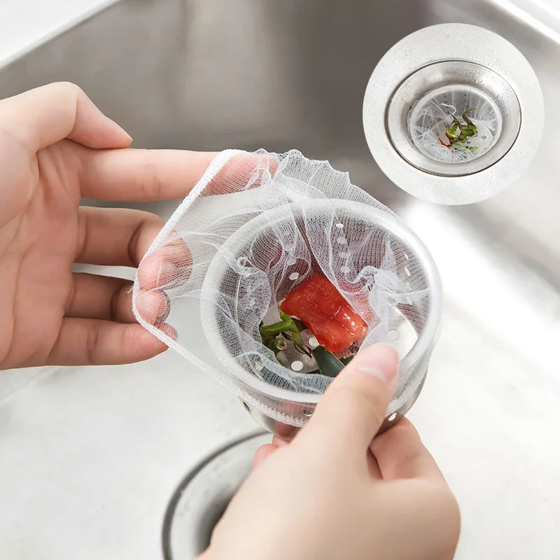 Posable kitchen sink strainer bag shower sink hair rubbish storage mesh bag sewer water thumb200