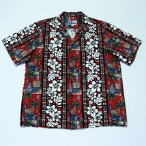 RJC Floral Hawaiian Shirt Men&#39;s L Large Red Classic Woody Cars Surfboards Surf - $28.54