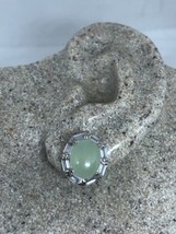 Vintage Vert Jade Boucles D&#39;Oreilles or Blanc Rhodium Bouton - £50.50 GBP