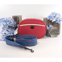 Coach Red Blue Colorblock Leather Camera Guitar Strap Crossbody Bag NWT C6833 - £194.54 GBP