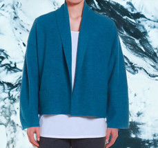 NWT $278 Eileen Fisher Boiled Wool Jacket Pin Medium 10 12 Kimono Nile C... - £146.53 GBP