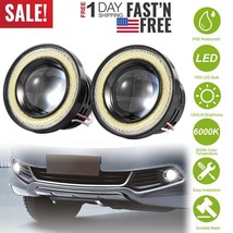 2X 2.5&quot; Inch Car Projector LED Fog Light COB Halo Angel Eye Ring Bulb Lamp DRL - £23.17 GBP