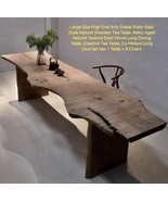 Natural Wooden Retro Aged Natural Texture Solid Pine Wood Long Dining Table - €4.022,77 EUR