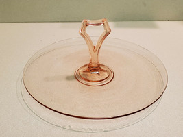 Vintage Pink Depression Clear Glass Appetizer Tray with Handle - $18.81