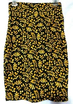 LuLaRoe Womens Black Yellow Gold Leaf Comfortable Skirt Size XS - £6.26 GBP