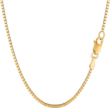 14K Yellow Solid Gold Mirror Box Chain Necklace, 1.4Mm - £796.36 GBP