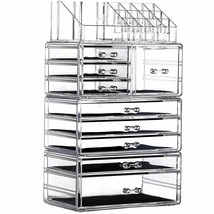 Large Clear Makeup Organizer with 9 Drawers, Set of 4 - $93.05