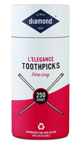 Extra Long 4&quot; Diamond L&#39;elegance Round 250 Wood Toothpicks Party Skewers - £19.15 GBP