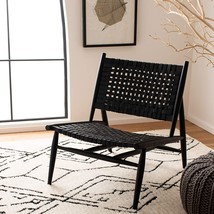 Safavieh Home Soleil Black And Black Leather Woven Accent Chair - £282.96 GBP