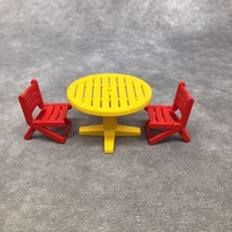 Playmobil Yellow Outdoor Patio Table &amp; 2 Red Folding Chairs - $7.83