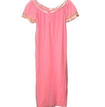 Vintage Julius Nylon Sheer Overlay Nightgown Pink Short Sleeve Size M 70s  - $39.55