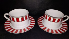 Set of 2 Ten Strawberry Street Luxor Gold and Red 6 Oz Cups And Saucers - £15.79 GBP