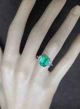 5.5ct Colombian Emerald &amp; Diamond 14K Two Tone Gold Engagement Wedding Gift Ring - £1,266.17 GBP