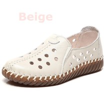 DONGNANFENG Women Female Old Mother Ladies Shoes Flats loafers Cow Genuine Leath - £55.38 GBP