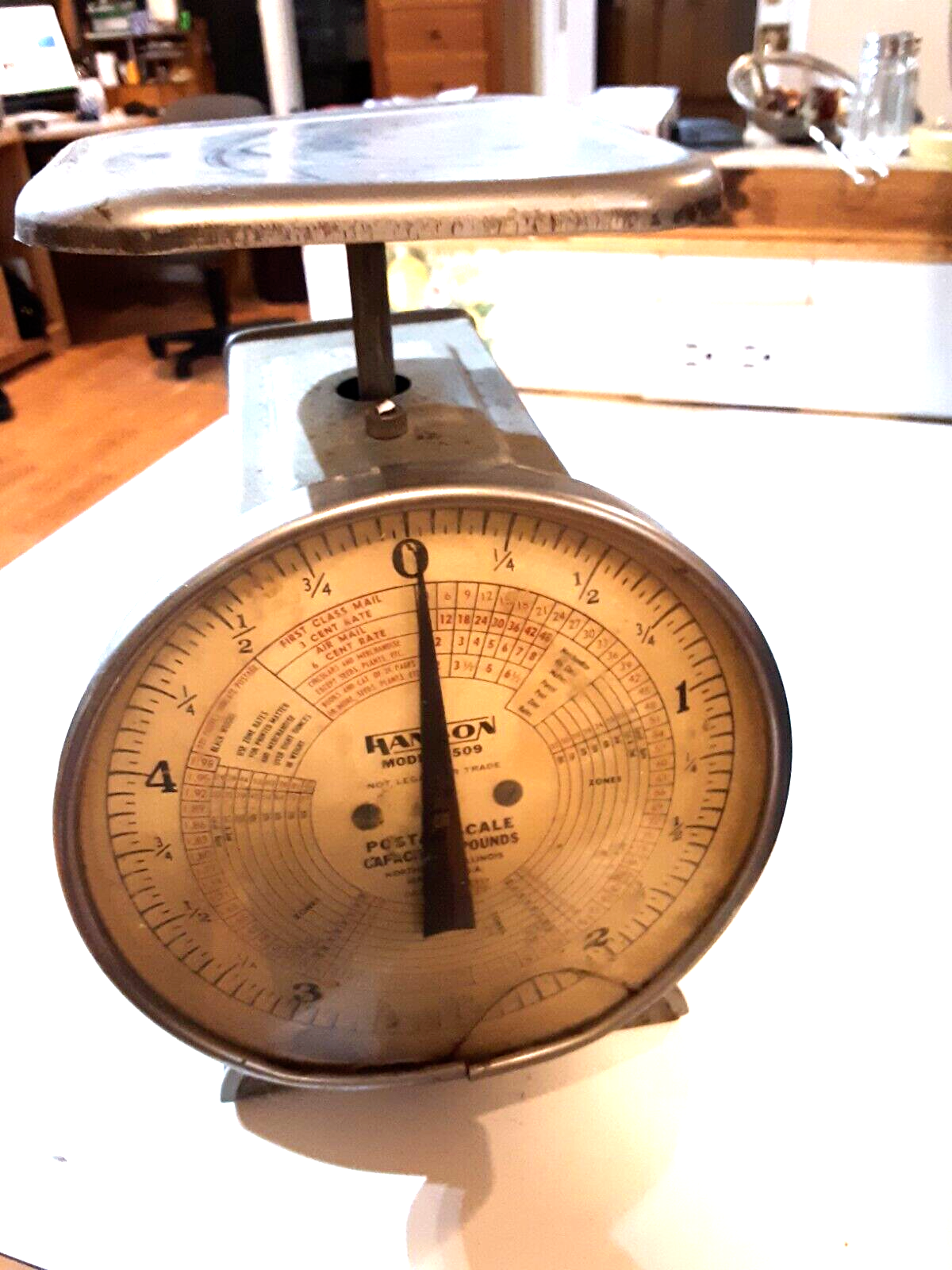 Postal Scale Air Mail Vtg. PO Post Office Tool 5 Pounds 1953 Hanson Model 1509 - $43.56