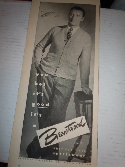 Vintage Brentwood Sportsware Print Magazine Advertisement 1946 - $5.99