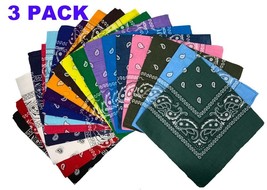 3-Pack Bandana 100% Cotton Paisley Print Double-Sided Scarf Head Neck Face Mask - £5.12 GBP