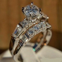 2.50CT Diamante Taglio Rotondo 14K Placcato Oro Bianco Moissanite Engagement Da - £122.38 GBP