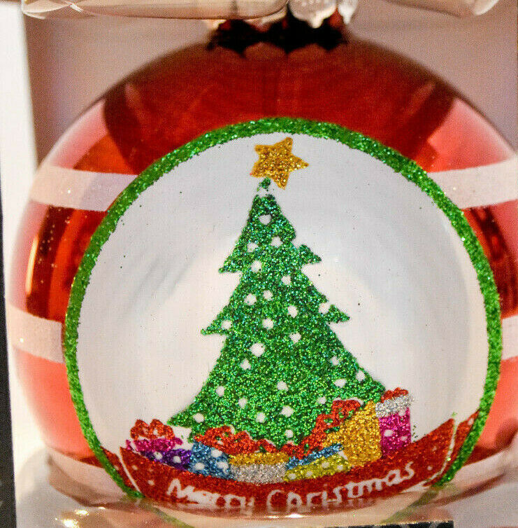 Rauch Glass Ball  Christmas Tree  Red  White Stripes  2019 Holiday Ornament - $16.62