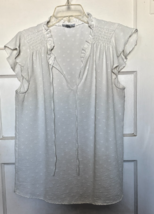 Floral &amp; Ivy Chic White Ruffled Blouse for Women Size M - $15.10