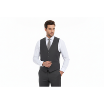 Men's Renoir Suit Vest V-neck Adjustable Strap 5Button 2Pockets 202-1 Charcoal image 5