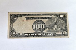 1940s Japanese 100 Pesos Banknote Filipino Occupation WW2 Circulated Paper Money - £7.11 GBP