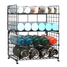 Adjustable Water Bottle Organizer,4-Tier Wall-Mounted Water Bottle Holder, Stack - £32.64 GBP