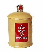A Royal Treat Keep Calm And Eat Cookies Ceramic Cookie Jar With Air Tigh... - $27.99