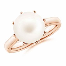 ANGARA Freshwater Pearl Solitaire Crown Ring for Women, Girls in 14K Solid Gold - £265.46 GBP