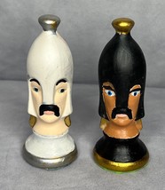 Duncan Chess Mold Ceramic Painted Pawn Set of 2 Black Brown Silver Gold ... - £19.35 GBP