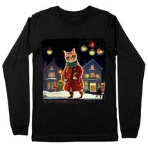 Cute Cat Design Long Sleeve T-Shirt - Art T-Shirt - Christmas Long Sleeve Tee Sh - £27.68 GBP+