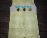 NEW Boutique Bees Baby Boys Yellow Plaid Romper Jumpsuit Shortalls Overalls - £13.58 GBP