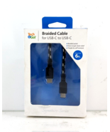 Tech &amp; Go Extra Long 6 ft. Braided Cable for USB-C to USB-C Black 215 12... - $16.71 CAD