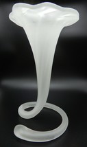 Vtg art nouveau frosted art glass trumpet flower vase swirled spiral stem base - £46.91 GBP
