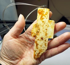 Fossil Amber Cross Antique Butterscotch Egg Yolk Amber Pendant Unique Rough - £594.52 GBP