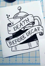 Death Before Decaf|French Press|Rockabilly| Coffee|Tattoo Style|Vinyl|Decal - £3.93 GBP