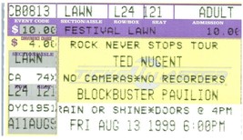 Vintage Ted Nugent Ticket Stub August 13 1999 Charlotte Nord Carolina - $39.59