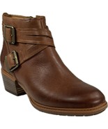 TIMBERLAND WOMEN&#39;S SUTHERLIN BAY BROWN CROSS STRAP LEATHER ZIP BOOTS, A1V3S - £63.98 GBP