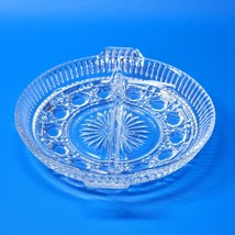 Vintage Indiana Glass WINDSOR 7½” Divided Hors D&#39;oeuvres Relish Plate Platter - £14.83 GBP