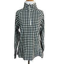 Columbia Fleece 1/4 Zip Pullover Womens Medium Houndstooth Gray Off White Jacket - £19.73 GBP