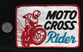 LARGE Vintage 60-70s MOTOCROSS RIDER Dirt Bike Motorcycle Racing 6&quot;  Patch - $11.44