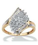 PalmBeach Jewelry Genuine Diamond Accent Crossover Ring in Solid 10k Gold - £291.15 GBP