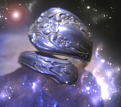 Haunted Antique Ring Silver Spoon Riches Argetum Cochleare Magick Highest Magic - $327.77