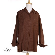 Vintage Palma SOHO NYC Button Up Cocoa Brown Wool Check LS Shirt Sz M/L ... - £21.90 GBP