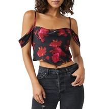 Free People Women&#39;s Floral Print Off-the-Shoulder Blouse Black S B4HP $78 - £15.80 GBP